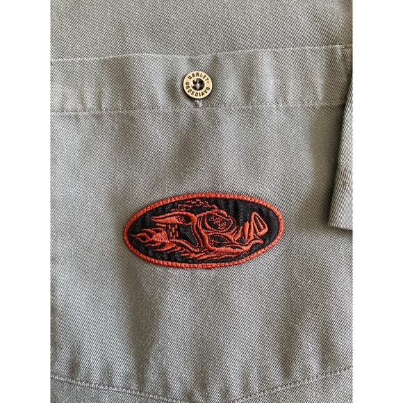 Harley Davidson Y2K Patchwork Hog Motorcycle Button Up Gray Shirt Mens Size XXXL - Picture 5 of 12